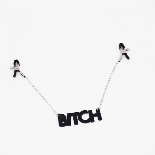 Зажимы на соски с кожаной подвеской Bitch - Crazy Handmade - купить с доставкой в Прокопьевске