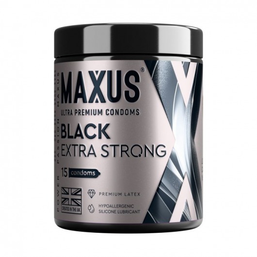 Черные утолщенные презервативы MAXUS Extra Strong с железным кейсом - 15 шт. - Maxus - купить с доставкой в Прокопьевске