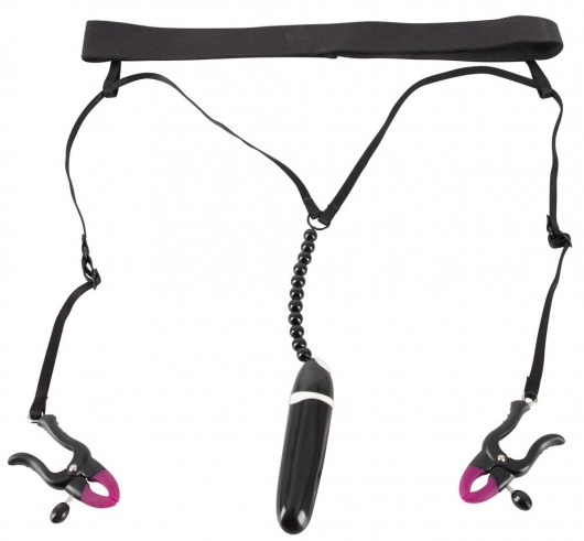 Женские вибростринги с зажимами для половых губ Spreader String with Vibrator - Orion - купить с доставкой в Прокопьевске