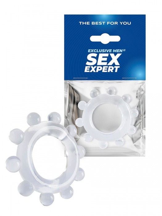 Прозрачное эрекционное кольцо со стимулирующими шариками - Sex Expert - в Прокопьевске купить с доставкой