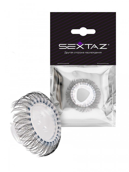 Эластичное эрекционное кольцо с длинными черными «ресничками» - Sextaz - в Прокопьевске купить с доставкой