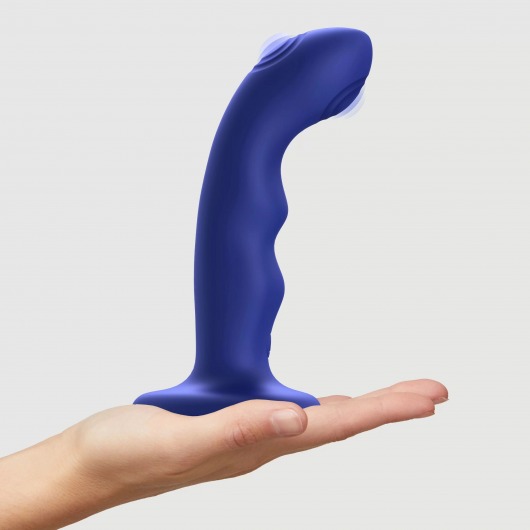 Синяя насадка-стимулятор Strap-On-Me Tapping Dildo Wave - Strap-on-me - купить с доставкой в Прокопьевске