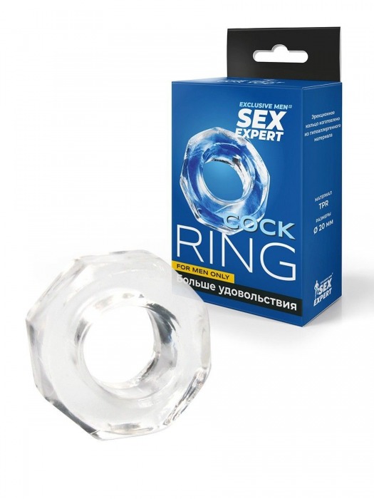 Прозрачное эрекционное кольцо в форме гайки - Sex Expert - в Прокопьевске купить с доставкой