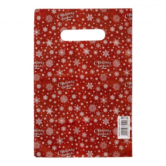 Красный подарочный новогодний пакет с вырубной ручкой (20х30 см) - Сима-Ленд - купить с доставкой в Прокопьевске