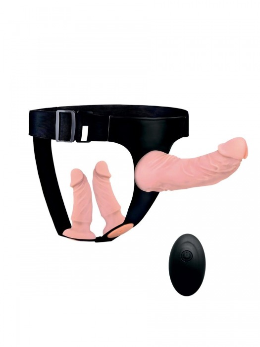 Женский страпон с 3 насадками и вибрацией - Erowoman-Eroman - купить с доставкой в Прокопьевске