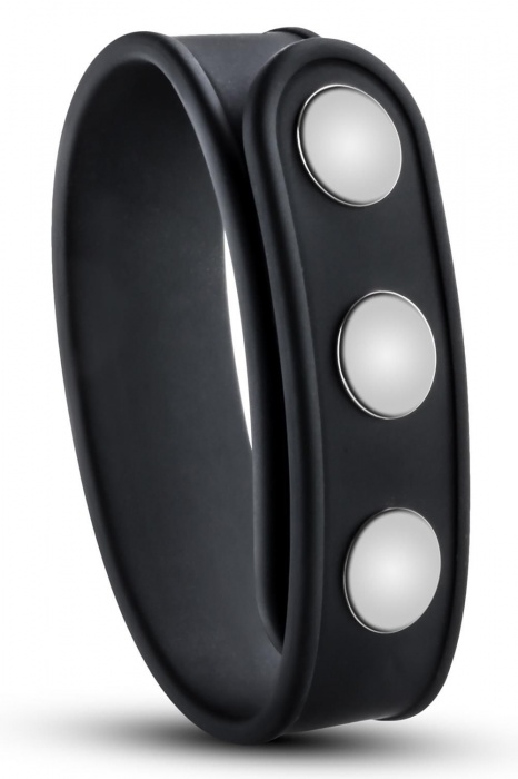 Черное эрекционное кольцо на кнопках - Blush Novelties - в Прокопьевске купить с доставкой