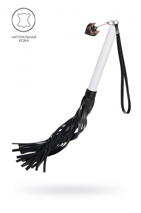 Плеть с белой рукоятью и чёрными хлыстами - 50 см. - Pecado - купить с доставкой в Прокопьевске