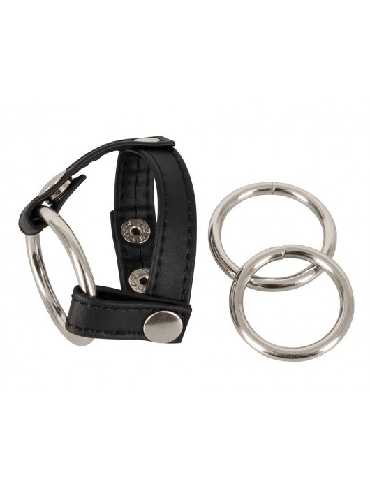 Подхват для мошонки с 3 съемными эрекционными кольцами Leder-Riemen - Orion - в Прокопьевске купить с доставкой