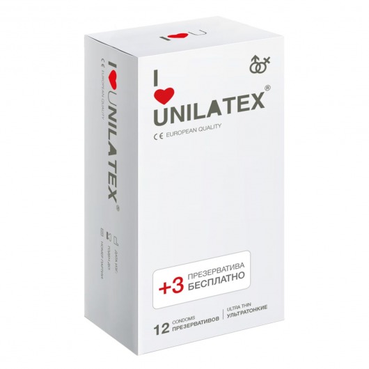 Ультратонкие презервативы Unilatex Ultra Thin - 12 шт. + 3 шт. в подарок - Unilatex - купить с доставкой в Прокопьевске