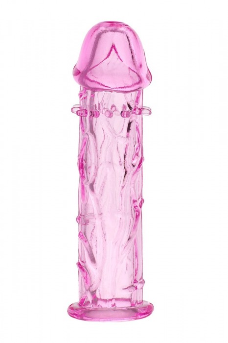 Гладкая розовая насадка с усиками под головкой - 12,5 см. - Toyfa Basic - в Прокопьевске купить с доставкой