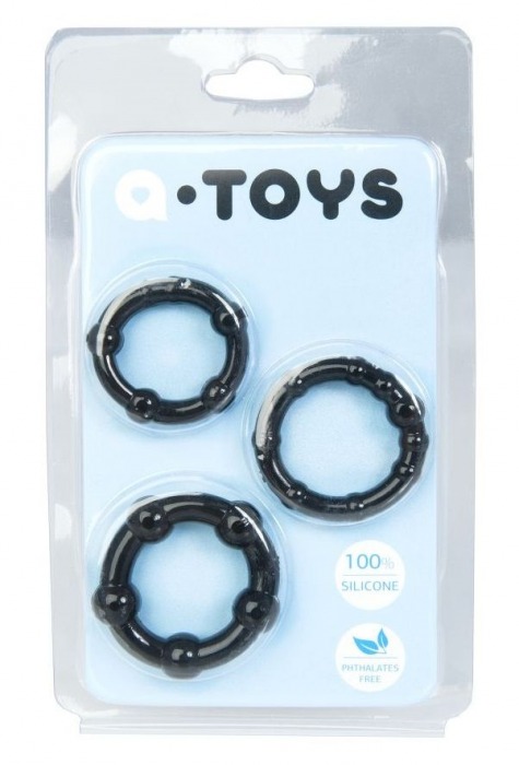 Набор из 3 чёрных эрекционных колец A-toys - A-toys - в Прокопьевске купить с доставкой