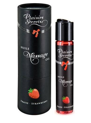 Массажное масло с ароматом клубники Huile de Massage Gourmande Fraise des Bois - 59 мл. - Plaisir Secret - купить с доставкой в Прокопьевске