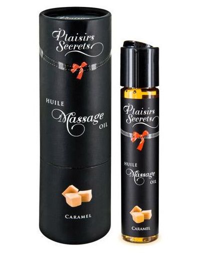 Массажное масло с ароматом карамели Huile de Massage Gourmande Caramel - 59 мл. - Plaisir Secret - купить с доставкой в Прокопьевске