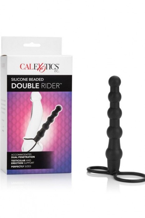 Насадка на пенис для двойного проникновения Silicone Beaded Double Rider - 14 см. - California Exotic Novelties - в Прокопьевске купить с доставкой