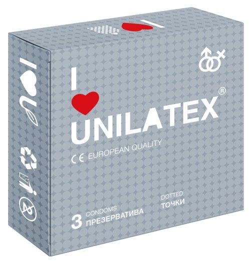 Презервативы с точками Unilatex Dotted - 3 шт. - Unilatex - купить с доставкой в Прокопьевске