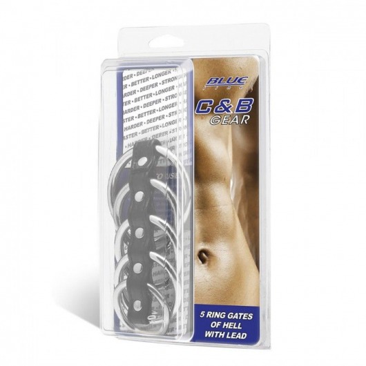 Хомут на пенис с 5 кольцами 5 Ring Gates Of Hell With Lead - BlueLine - купить с доставкой в Прокопьевске