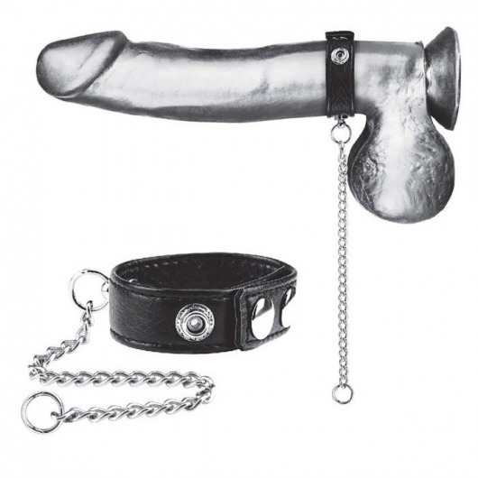 Утяжка на пенис с поводком Snap Cock Ring With 12  Leash - BlueLine - купить с доставкой в Прокопьевске