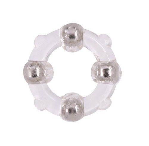 Эрекционное кольцо с 4 бусинами MENZSTUFF STUD RING CLEAR - Dream Toys - в Прокопьевске купить с доставкой