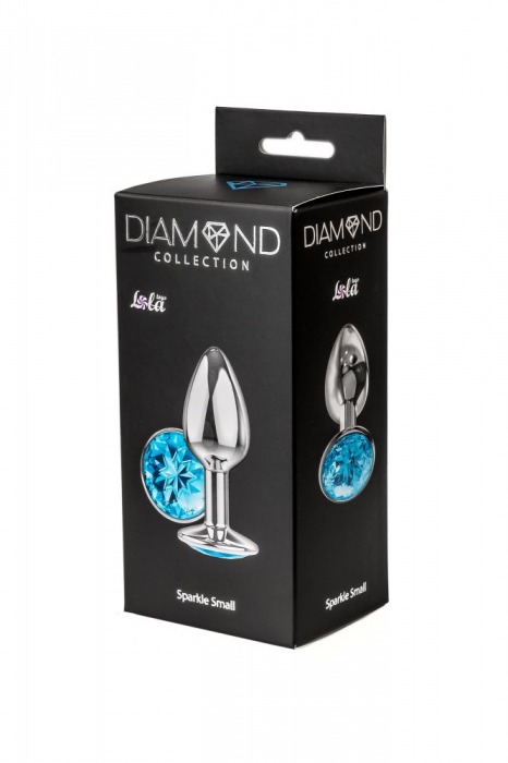 Малая серебристая анальная пробка Diamond Light blue Sparkle Small с голубым кристаллом - 7 см. - Lola Games - купить с доставкой в Прокопьевске