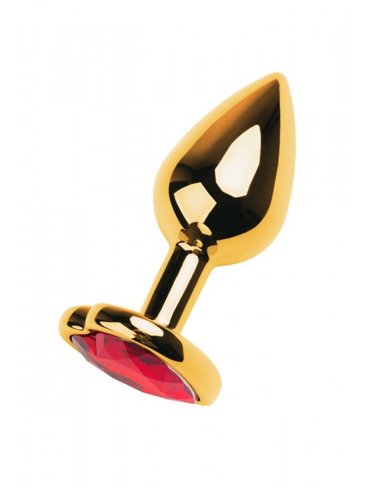 Золотистая анальная пробка с кристаллом-сердцем - 7,5 см. - ToyFa - купить с доставкой в Прокопьевске