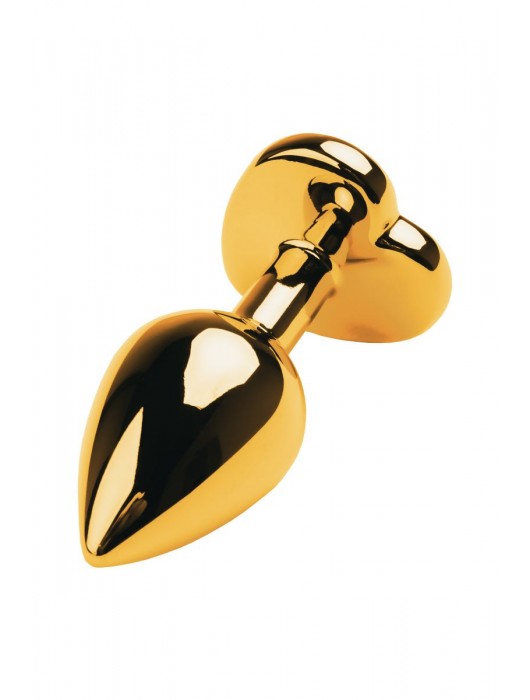 Золотистая анальная пробка с кристаллом-сердцем - 7,5 см. - ToyFa - купить с доставкой в Прокопьевске