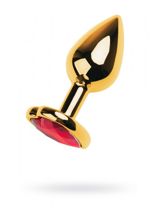 Золотистая анальная пробка с кристаллом-сердцем - 7,5 см. - ToyFa - купить с доставкой в Прокопьевске