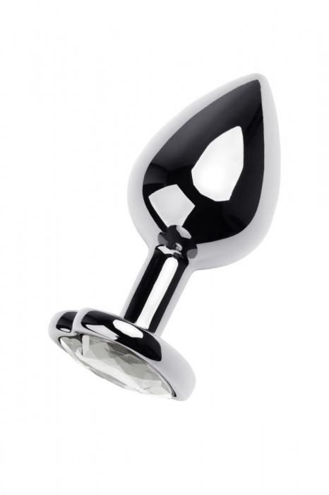 Серебристая анальная пробка с прозрачным кристаллом-сердцем - 8 см. - ToyFa - купить с доставкой в Прокопьевске