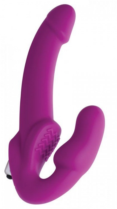 Ярко-розовый безремневой вибрострапон Evoke Vibrating Strapless Silicone Strap-on Dildo - XR Brands - купить с доставкой в Прокопьевске