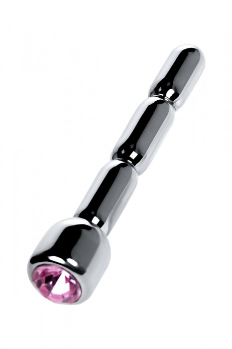 Серебристый уретральный плаг со стразом - 7 см. - ToyFa - купить с доставкой в Прокопьевске