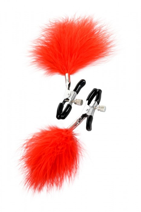 Зажимы для сосков с красным пухом Theatre - ToyFa - купить с доставкой в Прокопьевске
