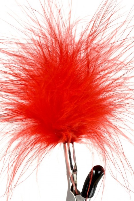 Зажимы для сосков с красным пухом Theatre - ToyFa - купить с доставкой в Прокопьевске