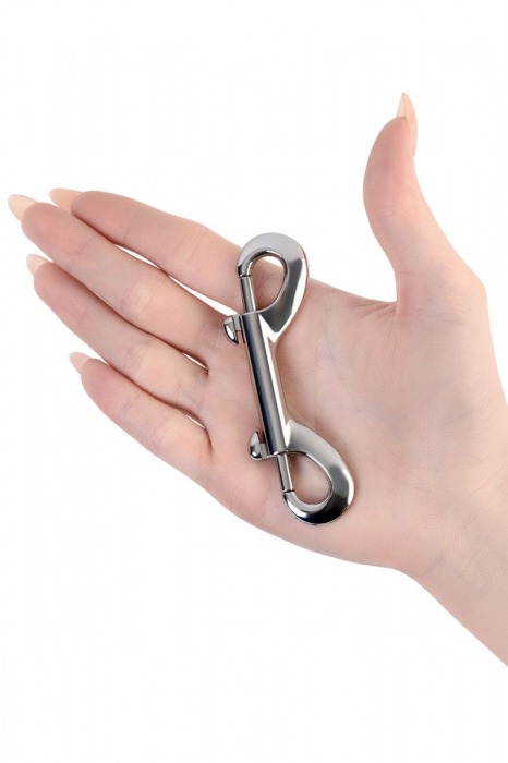 Серебристый двухсторонний карабин TOYFA Metal - ToyFa - купить с доставкой в Прокопьевске